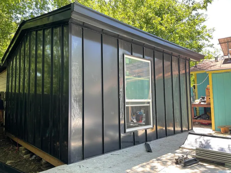 Black standing seam metal wall panels for Metal Roof Installation in Severn